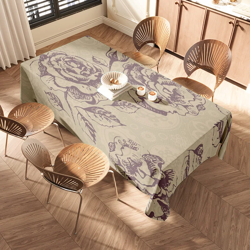 Vintage Wine Bottle Tablecloth with Classic Floral Design Perfect for Home Dining Room Decoration Washable