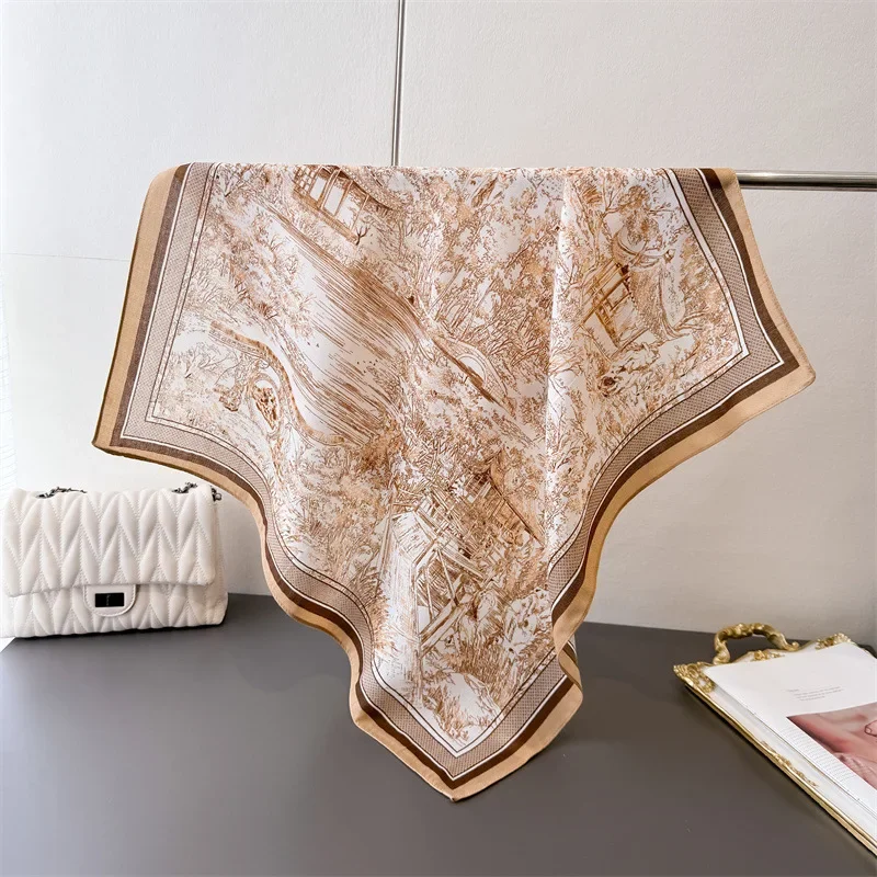 الفاخرة طباعة وشاح مربع للنساء القطن المخملية وشاح للرقبة شال الاعوجاج أنيقة منديل عصابات السيدات الحجاب