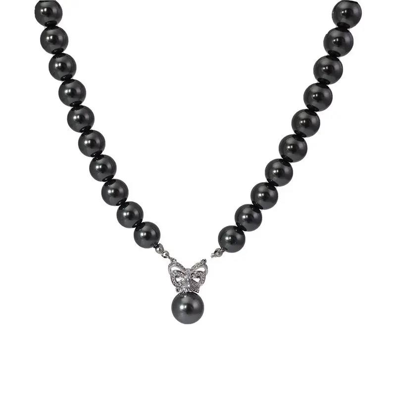 

Pearl necklace new butterfly pendant collarbone chain light luxury high-end sweater chain
