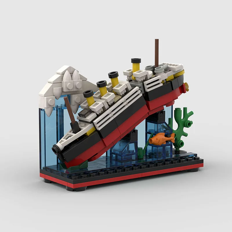 Titanic Break In Half With Case Building Blocks Boat Ship Model Cruise Shipwreck Kits Classical Mini Bricks for Kids Birthday