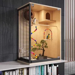 Wooden Large Bird Cages Cockatiel Perch Stand Budgie Bird Cages House Canary Decoration Playground Pour Oiseaux Home Products