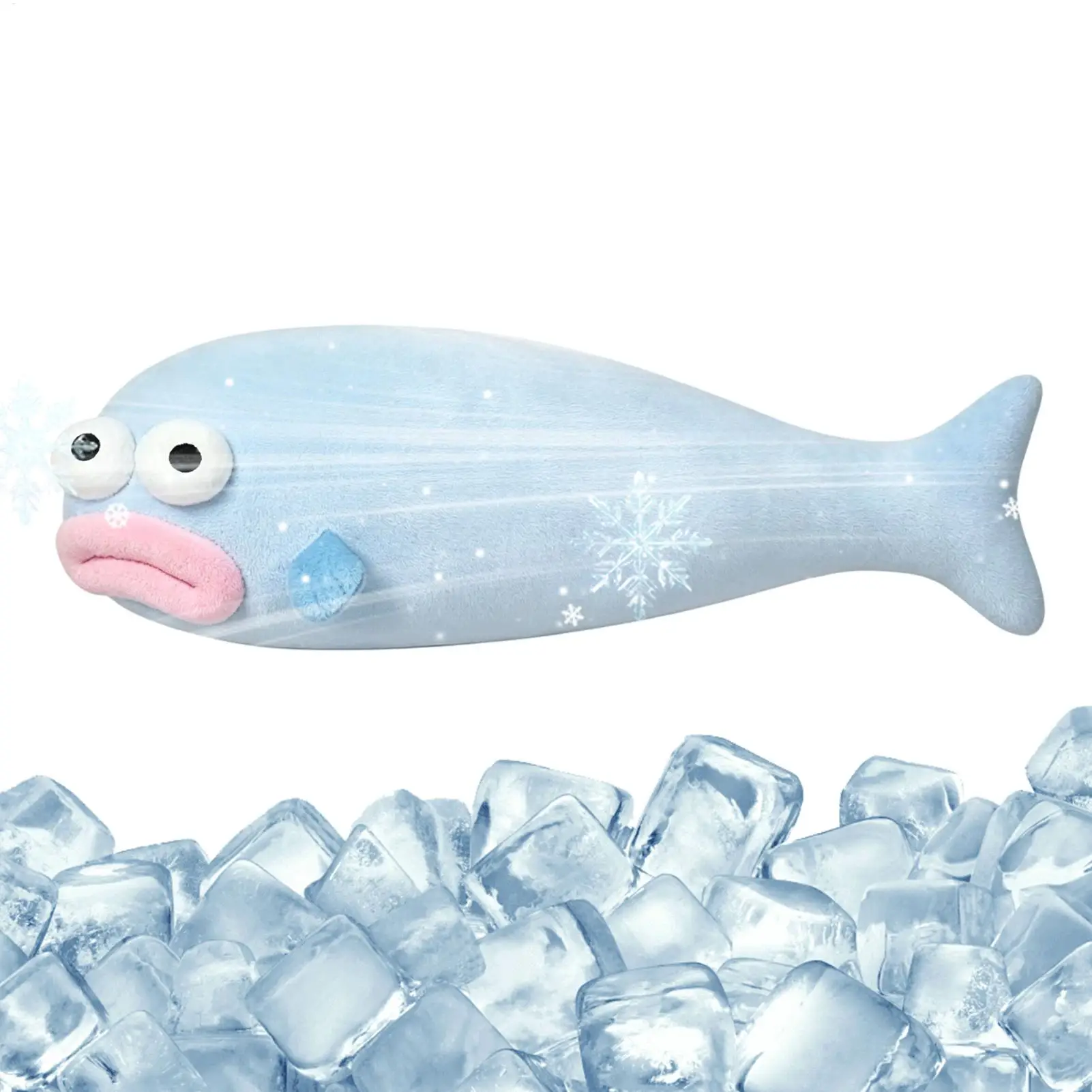 Cooling Fish Shape Pillow Ice Silk Breathable Summer Cool Down Cushion for Living Room Bedroom Office Nap Pet Use