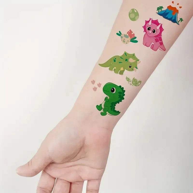 10pcs/lot Dinosaur Temporary Tattoos for Kids Children Boy Girls Cartoon Transfer Fake Tattoss Hands Wrist Birthday Party Supply