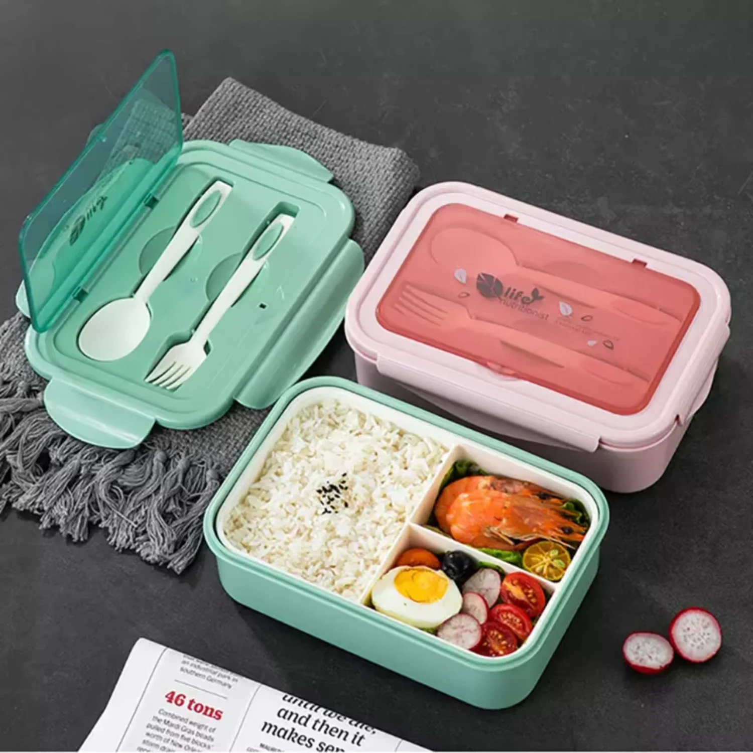 Niños pp bento 3 compartimentos pp almuerzo microondas almuerzo seguro con vajilla loncheras escolares niños