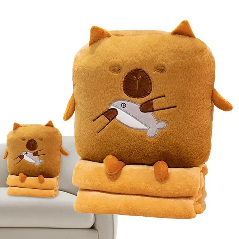 

Capybara Stuffed Animal Capybara Shape Plushies With Blanket Cartoon Throw Pillow Cute Hugging Pillow Comfortable Hand Warmer