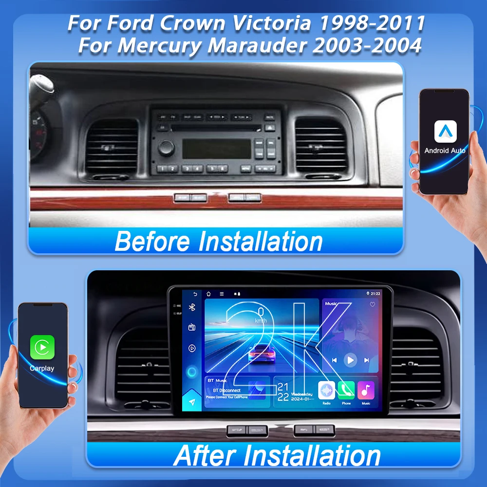 For Ford Crown Victoria 1998-2011 For Mercury Marauder 2003 2004 GPS Navigation Car Multimedia Video Player Car Radio Android 16