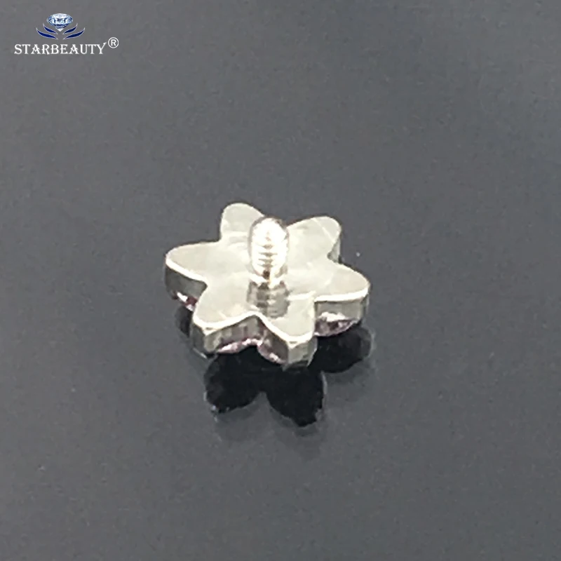 1Pc 16g Opal & Zircon Flower With Titaniuim Base Micro Dermal Ball Micro Dermal Anchor Piercings Surface Piercing jewelry