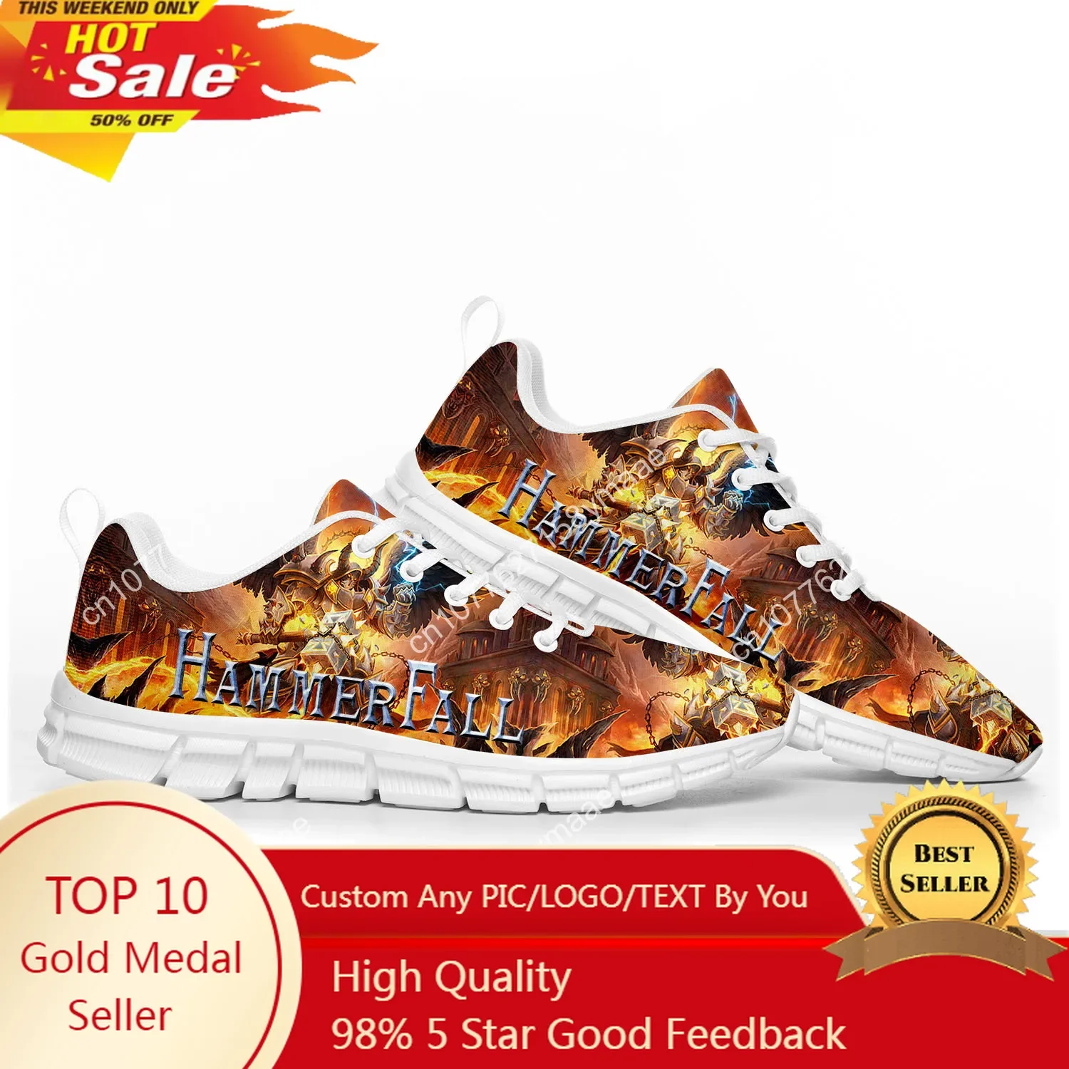 

HammerFall Metal Band Sports Shoes High Quality Mens Womens Teenager Kids Children Sneakers Sneaker Customize Couple Shoe White