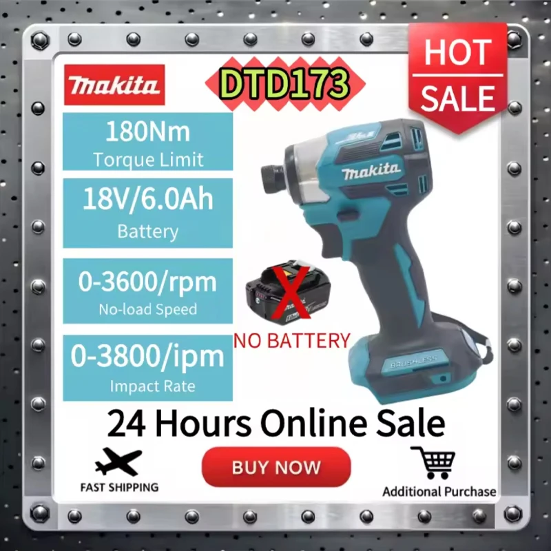 

✈️Makita 18V LXT Cordless Impact Driver DTD173 Brushless Electric Drill Screwdriver Wood/Bolt T1/T2-Mode Twin LED Light 180 N·
