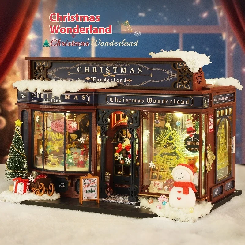 New Diy Wooden Doll Houses Christmas Wonderland Cottage Miniature Model Kit Dollhouse With Furniture For Friends Birthday Gifts