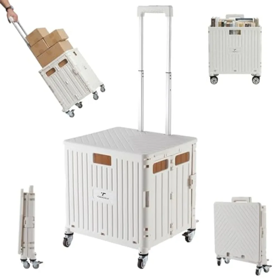 

Rolling Cart for Teachers Collapsible Cart with Wheels Foldable Utility and Grocery Cart on Wheels for Classroom Office Travel