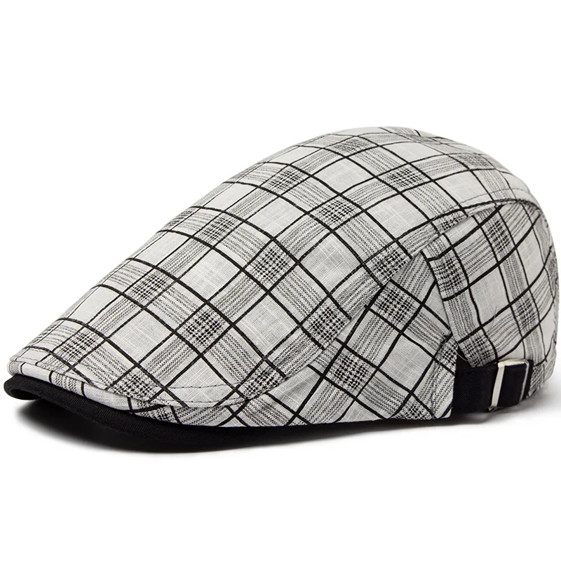 Autumn Fashion Checked Hats Men's Tartan Berets Vintage Duckbill Caps Women's Casual Forward-Flap Hats Winter Newsboy Caps