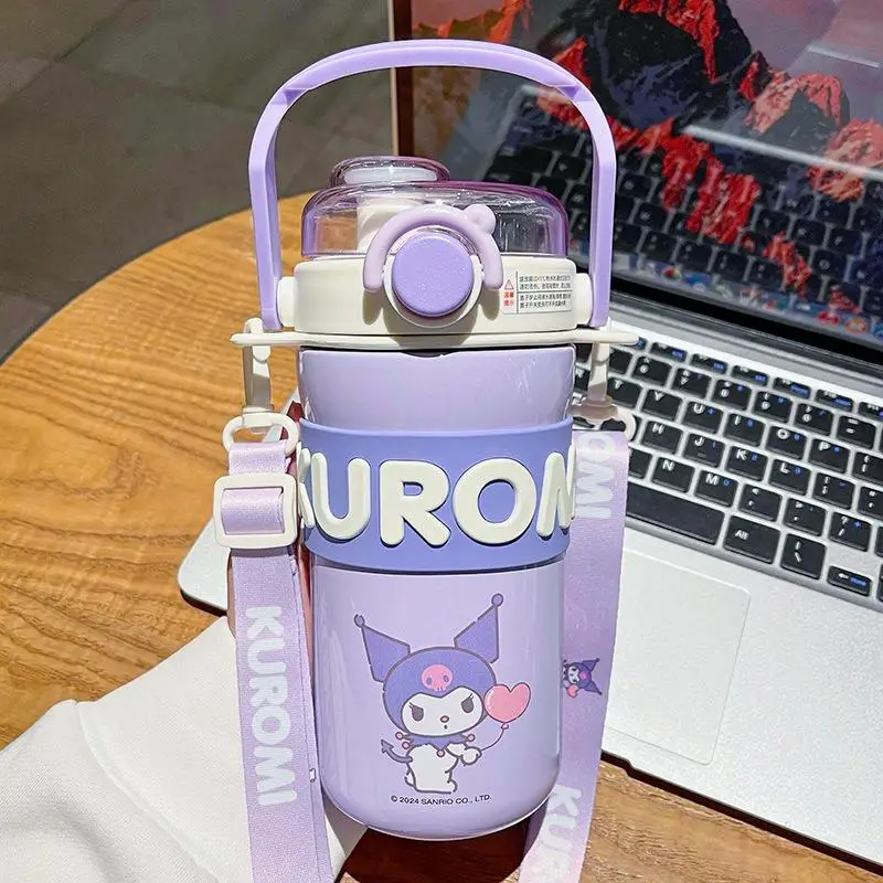 635Ml อะนิเมะ Kuromi Thermos ถ้วย Kawaii สาว My Melody ขนาดใหญ่ความจุเครื่องดื่มคู่ THERMOS ถ้วยการ์ตูนแบบพกพาของขวัญขายส่ง