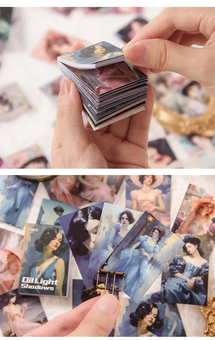 50 Sheets/pack Classical Retro Beauty Scrapbook Journal Diary DIY Paper Stickers Decorative Collages Material