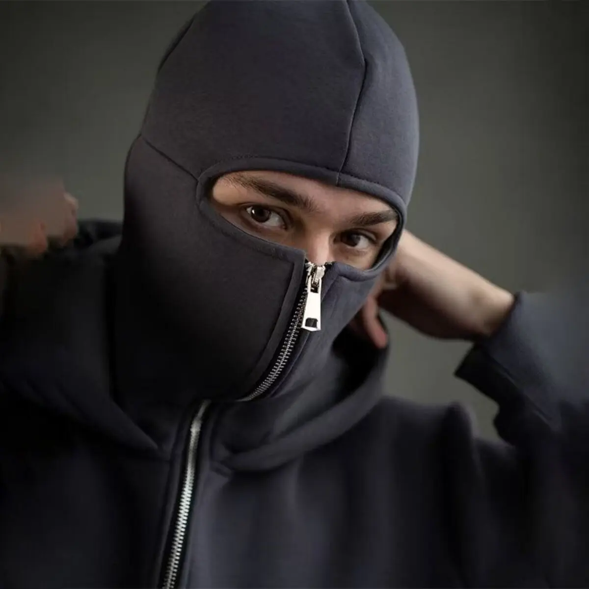 Be Awesome Instead Quote Text Design Balaclava Men Zip Hoodie Winter Warm Casual Sweatshirt