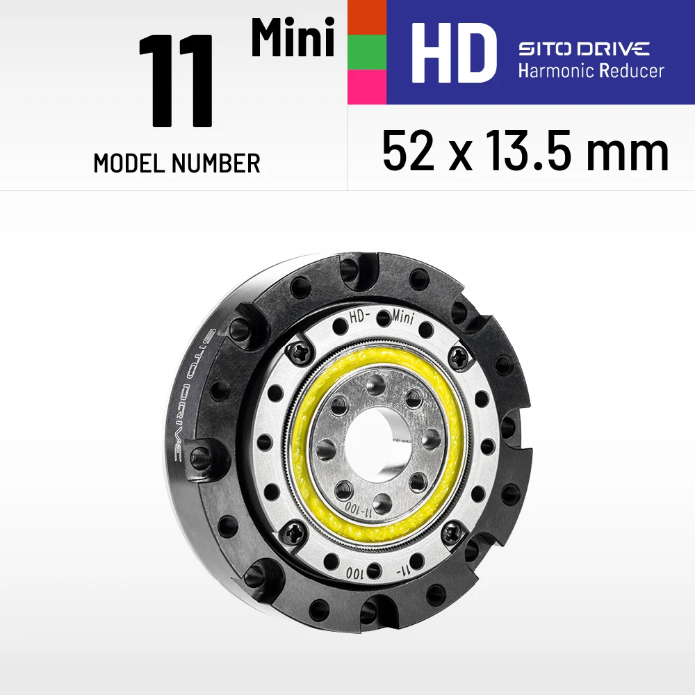 SitoDrive Harmonic Drive HD-11 Strain Wave Gearbox Nema 17 BLDC Motor 100:1 Low Backlash Reducer 52mm for CNC/Factory Automation