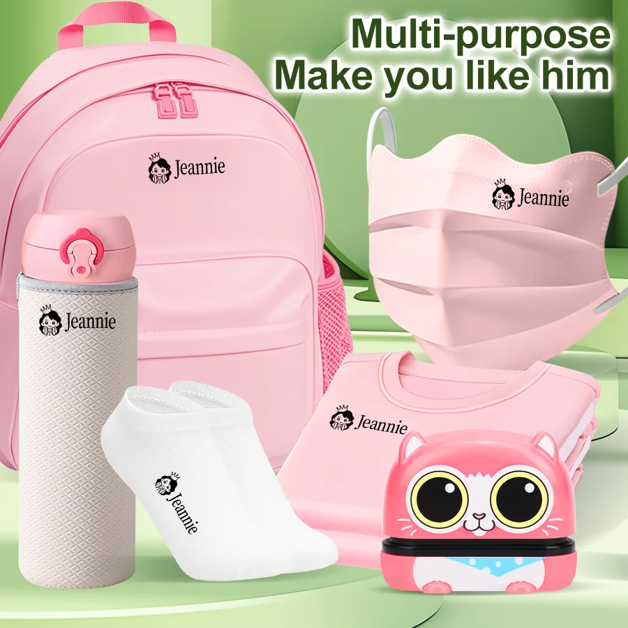 ختم مخصص للأطفال - مجموعة ختم مقاومة للماء مخصصة بأسماء محفورة، مثالية لهدية رياض الأطفال والطلبات متعددة اللغات