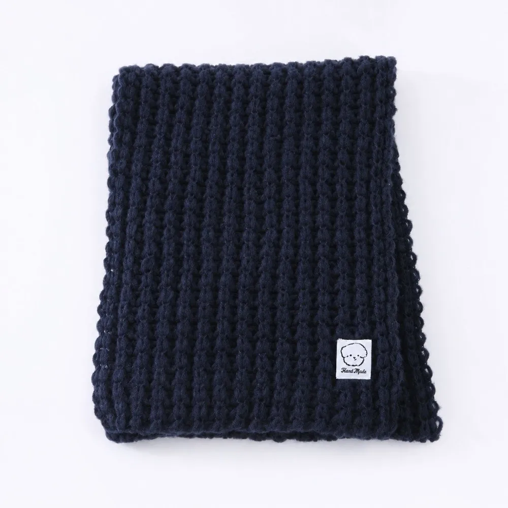 Fashion Thick Knitted Scarf Solid Color Keep Warm Neck Wrap Daily Wear Korean Style Winter Warm Scarf Women