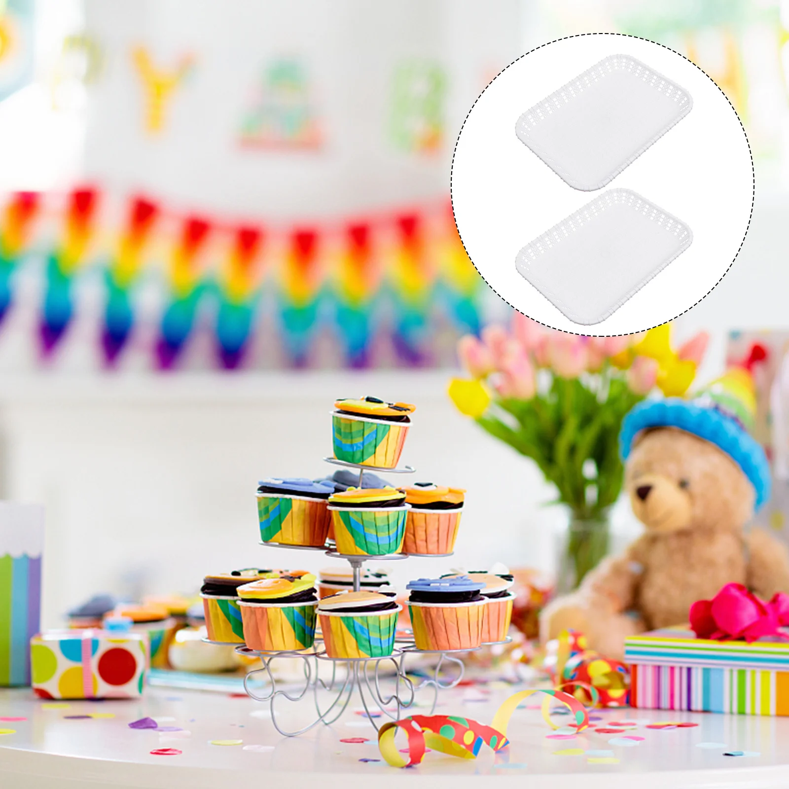 

2 pcs White Tray Home Kitchen Food Organizer Rectangular Serving Plate For Bread Cake Snacks Storage Practical Fruit