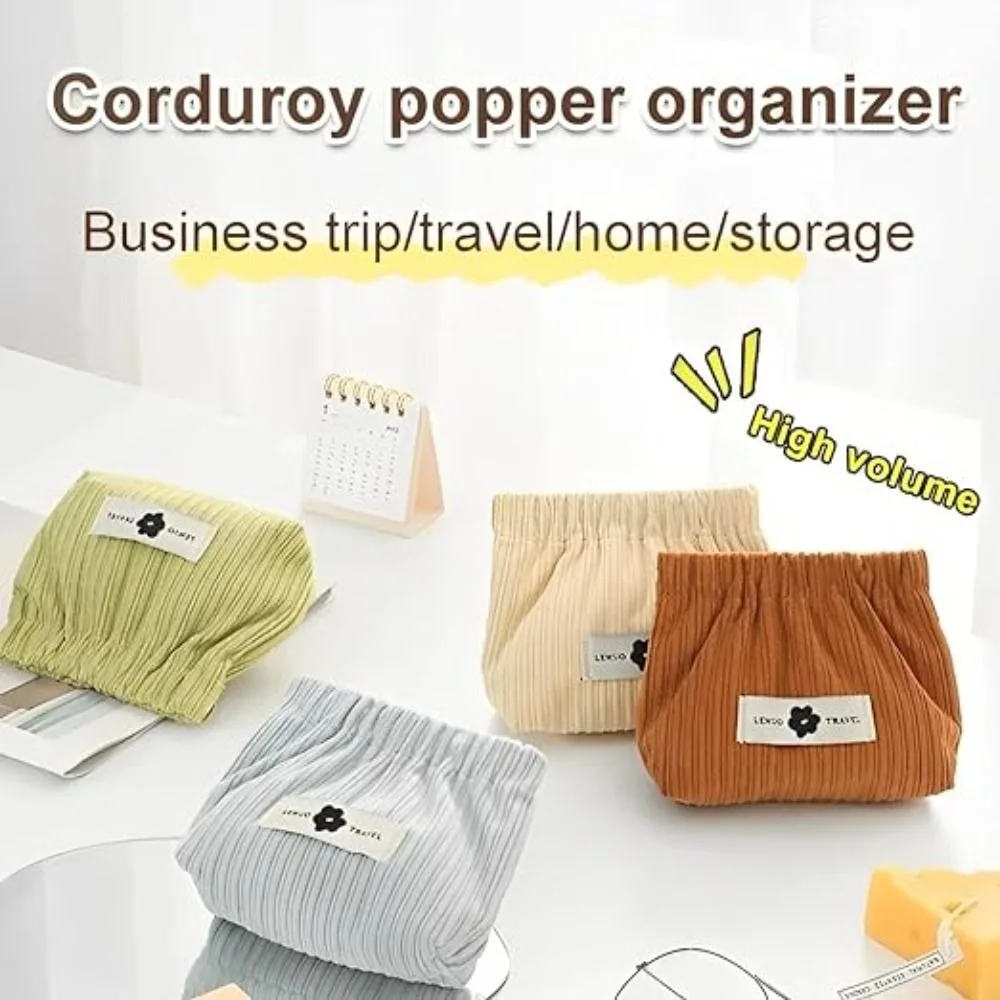 

Cute Mini Shrapnel Bag Solid Color Corduroy Lipstick Purse Soft Change Storage Bag Travel