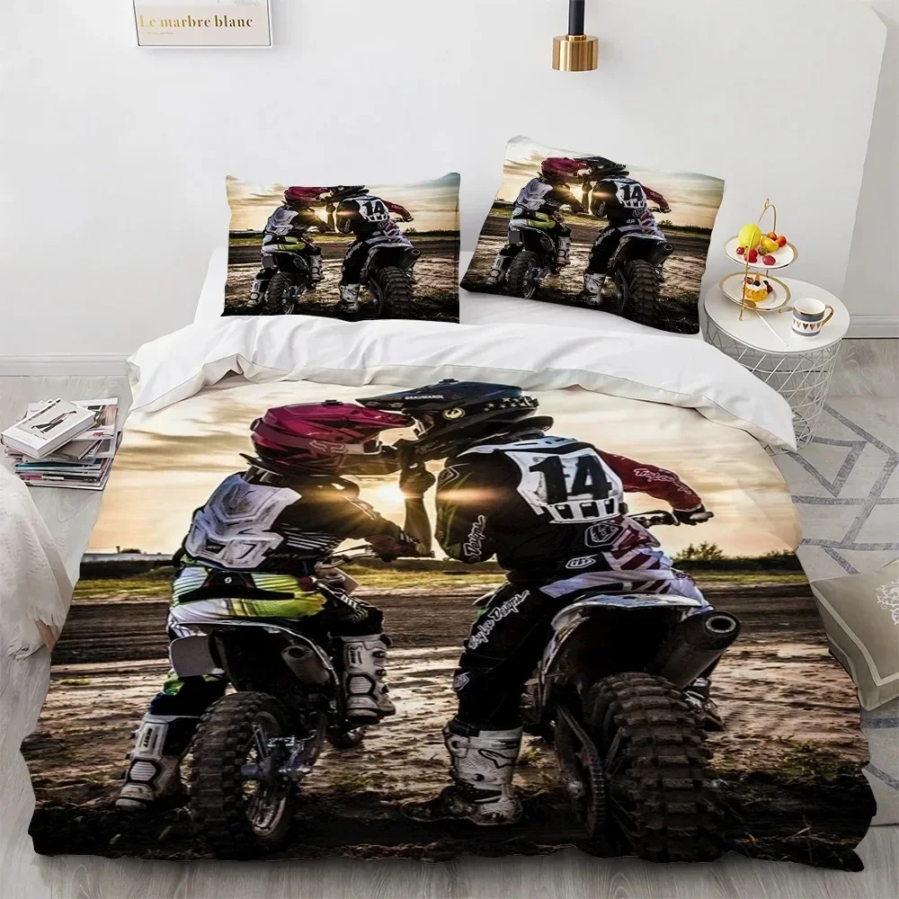 Motocross Gaming Cross-country Motorcycle 3D NEW Duvet Cover Pillowcase Bedding Set Adult Boy Girl Bedroom Single Double Large