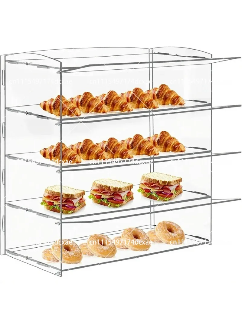 Clear Acrylic Display Case 4 Layer, Countertop Pastry Stand for Donut Cookie Bakery Dessert