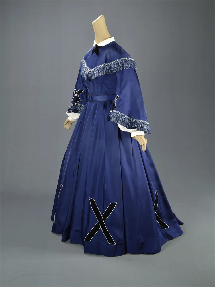 Filme anjos e insetos matty crompton cosplay traje medieval azul escuro retro vestido histórico