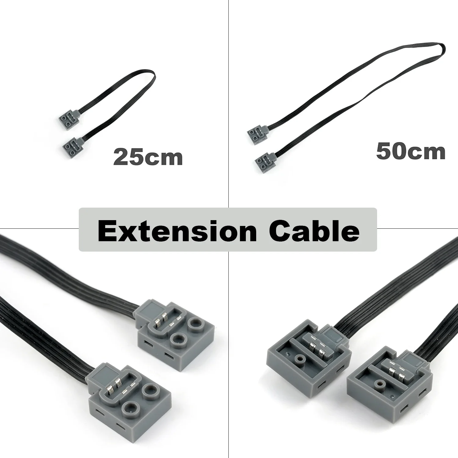 Cavo di prolunga MOC 25 cm/50 cm per servomotore con funzione di alimentazione e ricevitore IR con mattoni da costruzione tecnici 8871/8886/8293