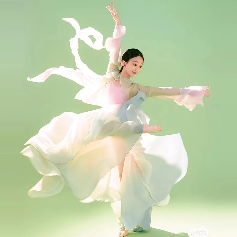 

Детские классические танцевальные костюмы Hanfu, древний костюм для выступлений, танцевальная элегантная суперфея для девочек