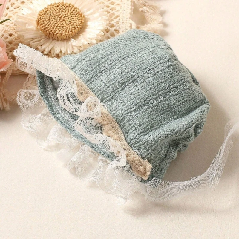 2pieces Baby Photography Props Romper Dress Lace Bonnet Hat Photoshooting Outfit