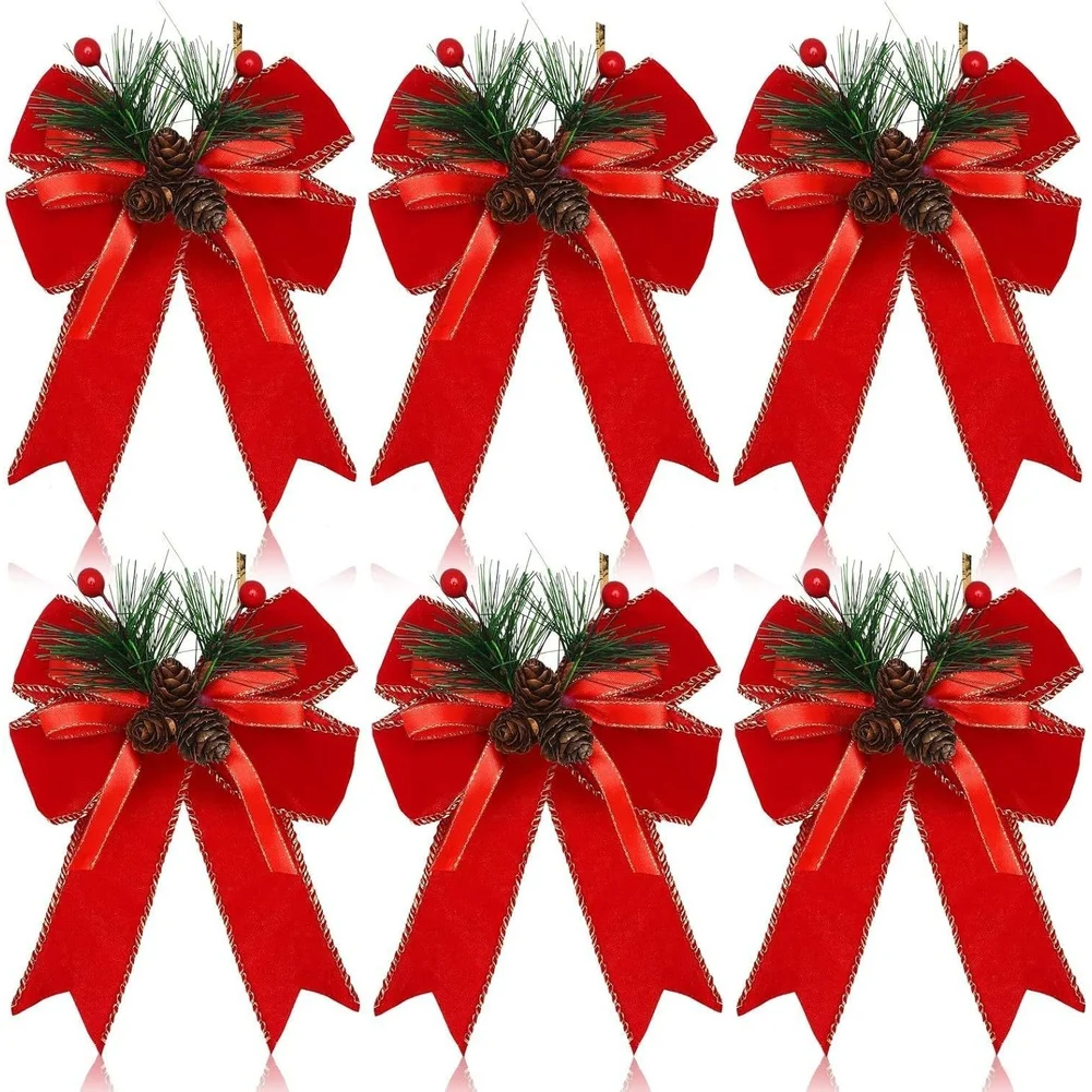 

Бант для рождественской елки с краями, рождественская вечеринка, легко прикрепляется, большой бант, долговечный, роскошный внешний вид