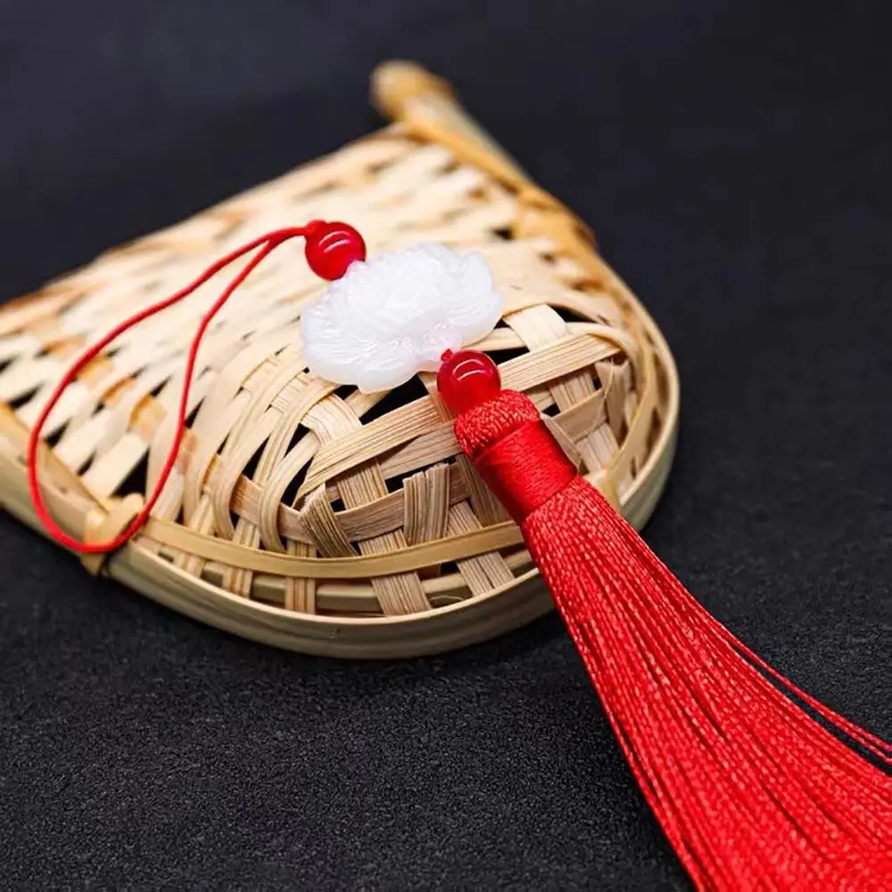 1Pcs Ancient Chinese Style Knot Jade Beads Tassel Fan Falling Ornaments Hanfu Decorative Silk Tassels Lotus Tassels