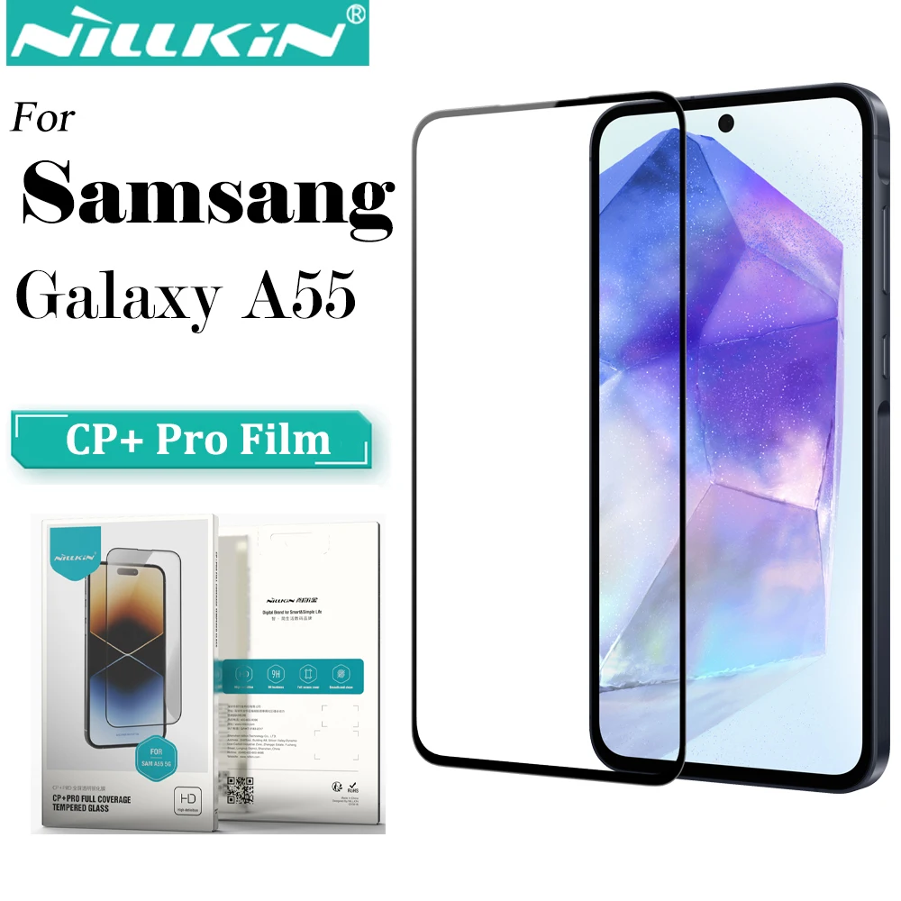 Nillkin para Samsung Galaxy A55 5G CP + Pro 2.5D Protetor de tela de vidro temperado com cobertura total para Samsung A55