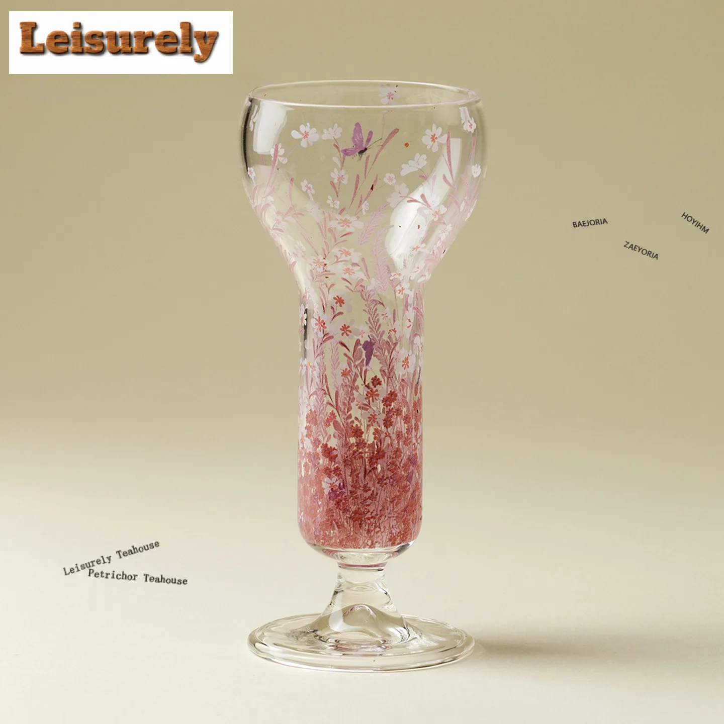 

100ml Pink White Flowers glass Teacup Elegant Tea Bowl Single Cups Tea-tasting Fragrance Cup Jianzhan Master Cups Tea Set Gift
