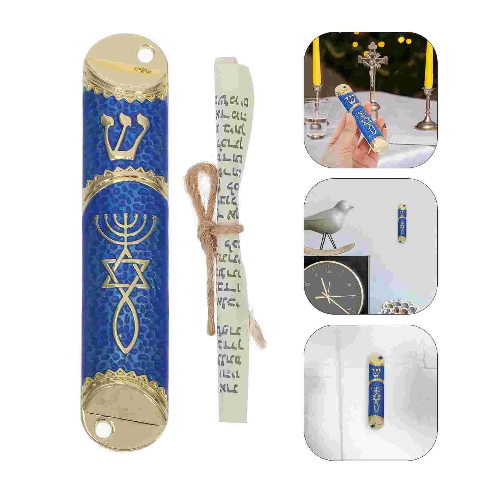 

Goal Post Metal Door Side Mezuzah on Frame Jewish Mitzvah Religious Plaque Geometry Hanging