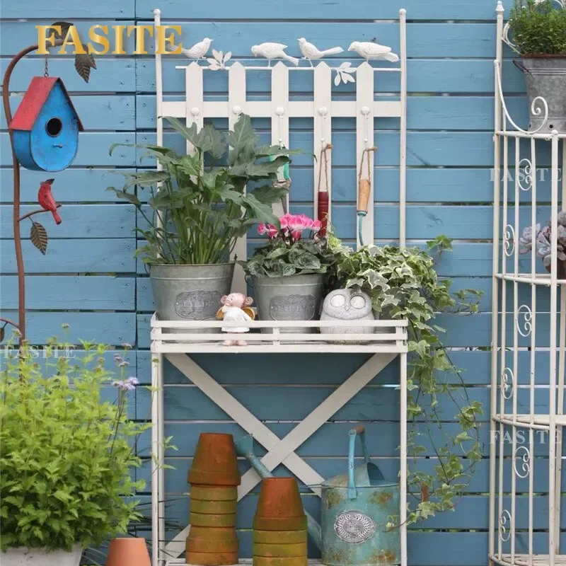 For Modern Simple Wrought Iron Double Layer Flower Stand Outdoor Floor to Ceiling Plant Rack Succulent Green Dill Pot Shelf
