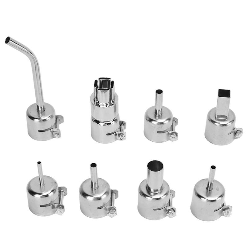 8Pcs Stainless Steel Nozzles Heat Kit Round/Square Soldering Accessories Welding Nozzles For 850 852D