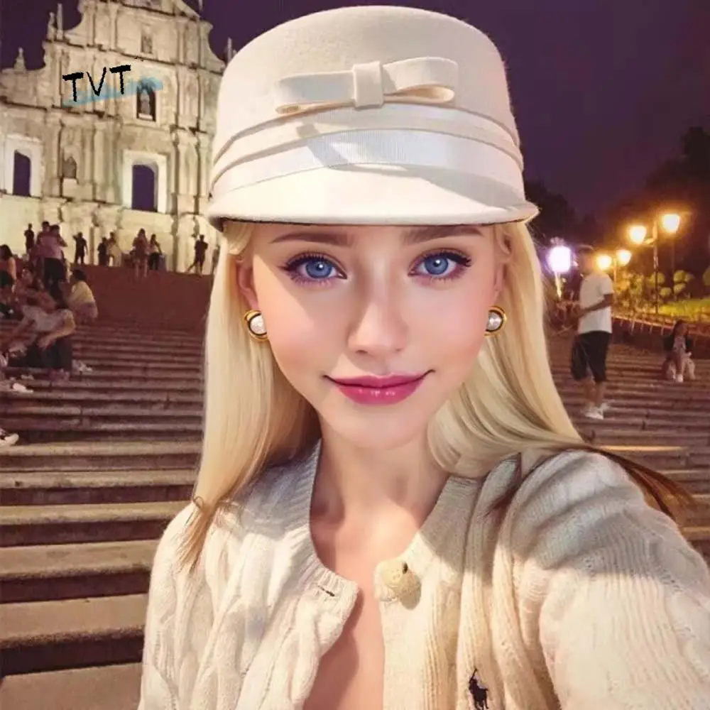 

Elegant Vintage Looking Woolen Equestrian Hat Bow Beret Peaked Flat Cap Versatile White Horse Riding Formal Hat Fashion Show