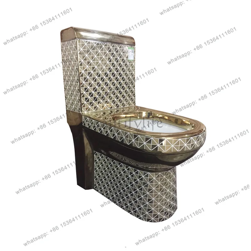 Electroplated gold toilet, gold toilet flushing, water-saving type