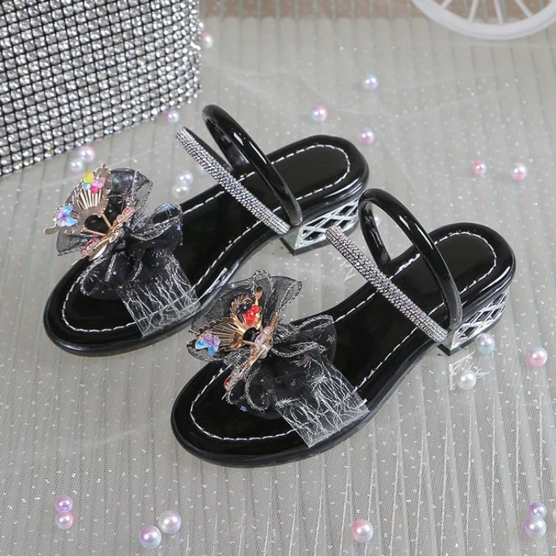 

Girls Flats Open Toe Bow Slide Sandals Non-slip Flip Flops Children Outdoor Slippers Kids Summer Fashion Cute Beach Slippers