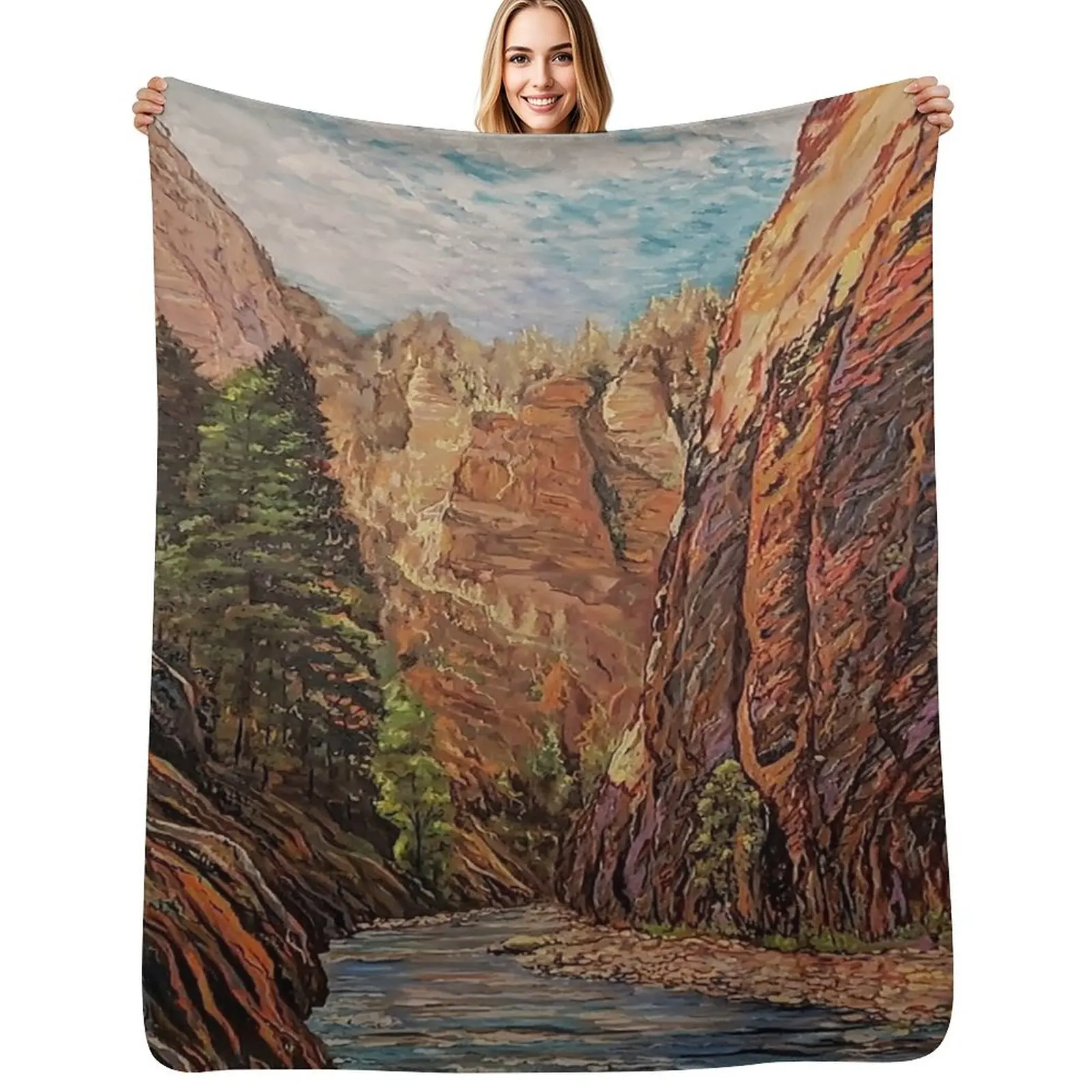The Narrows Zion Utah Throw Blanket Foldable Soft Warm Blanket for Outdoor Use