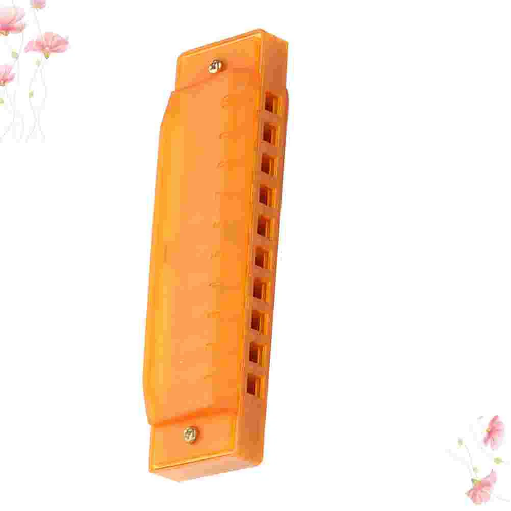 2 Pcs Blues Harmonica 10 Hole Toy Well-made Instrument Educational Music Orange and