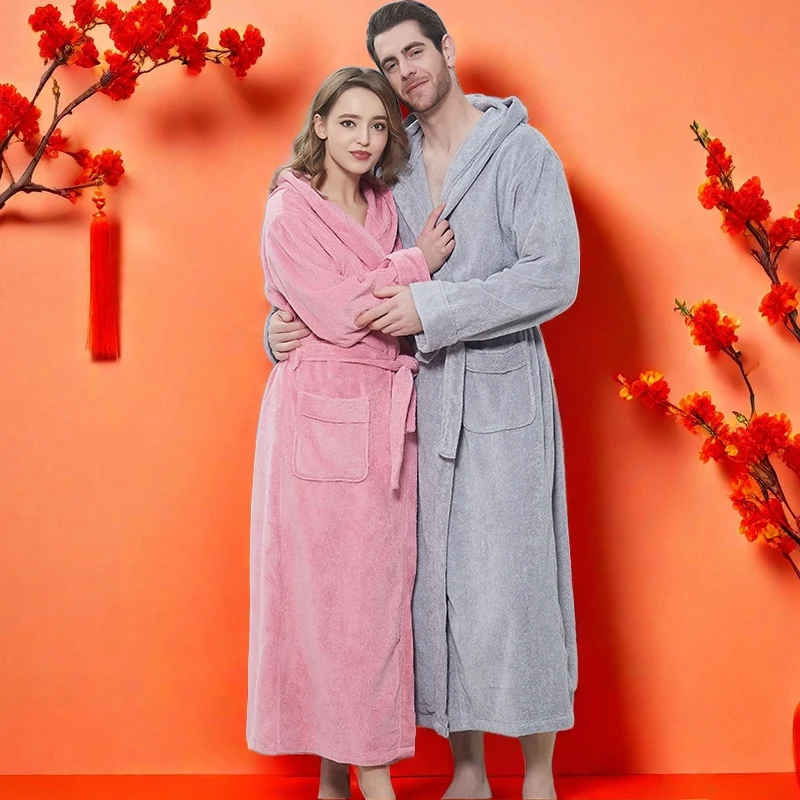 Velvet Bathrobe for Men, Velvet Towel Material, Thickening Increase,  Men's Winter Pyjamas, Beauty Salon Nightgown, 100% Cotton