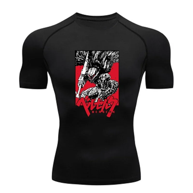 ملابس رياضية للرجال في صالة الألعاب الرياضية Anime Berserker تي شيرت مضغوط للرجال، ملابس رياضية ضيقة للياقة البدنية وأكمام طويلة، ملابس رياضية للجري والتدريب #4
