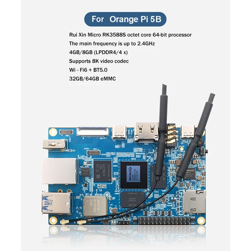 DN-для Orange Pi 5B, материнская плата EMMC, 8-ядерный 64-битный процессор, материнская плата для программирования