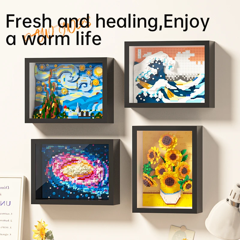 Creative World-famous Art Painting Sunflower Van Gogh The Starry Night Galaxy Kanagawa Building Block DIY Home Decor Gifts view 4