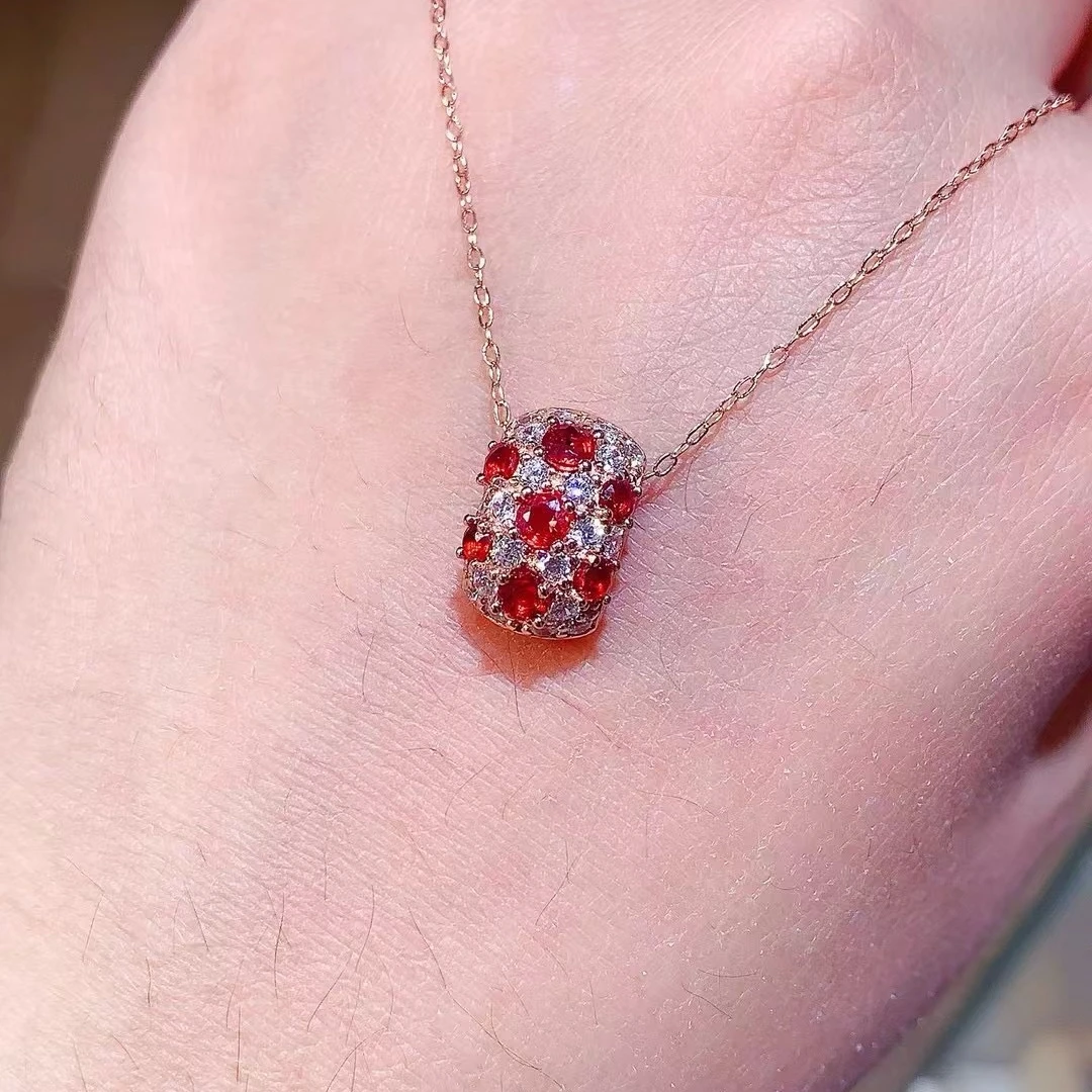KJJEAXCMY High End Women's Pendant Natural Red Sapphire S925 Silver with Electroplating Boasting High Clarity Full Brilliance