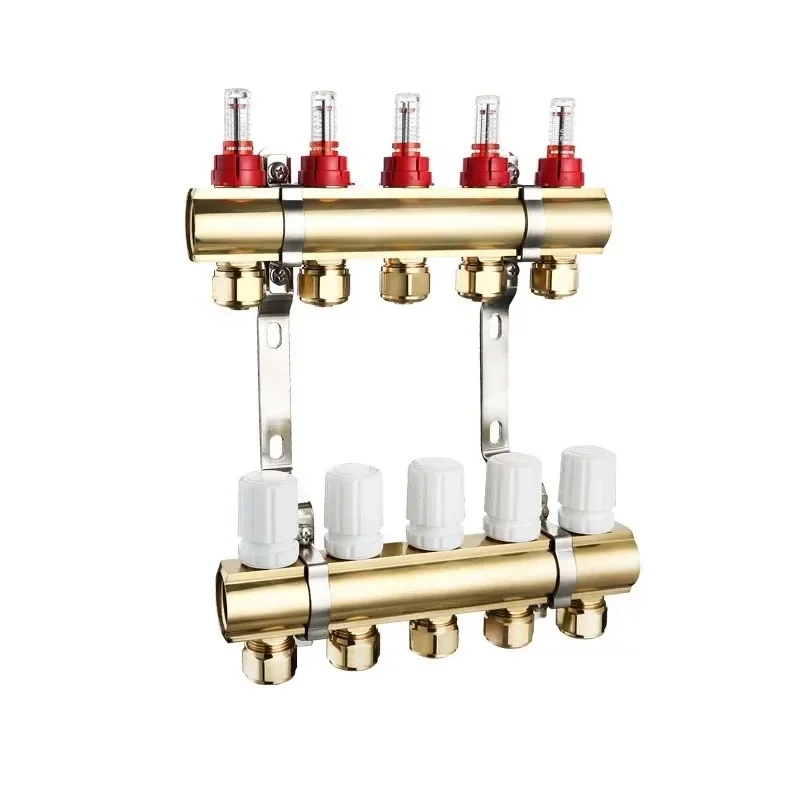 Visual Flow Meter Brass Smart Thermostatic Manifold High Flow Valve Set 16 20Mm Underfloor Heating Water SeparatorHeatingControl