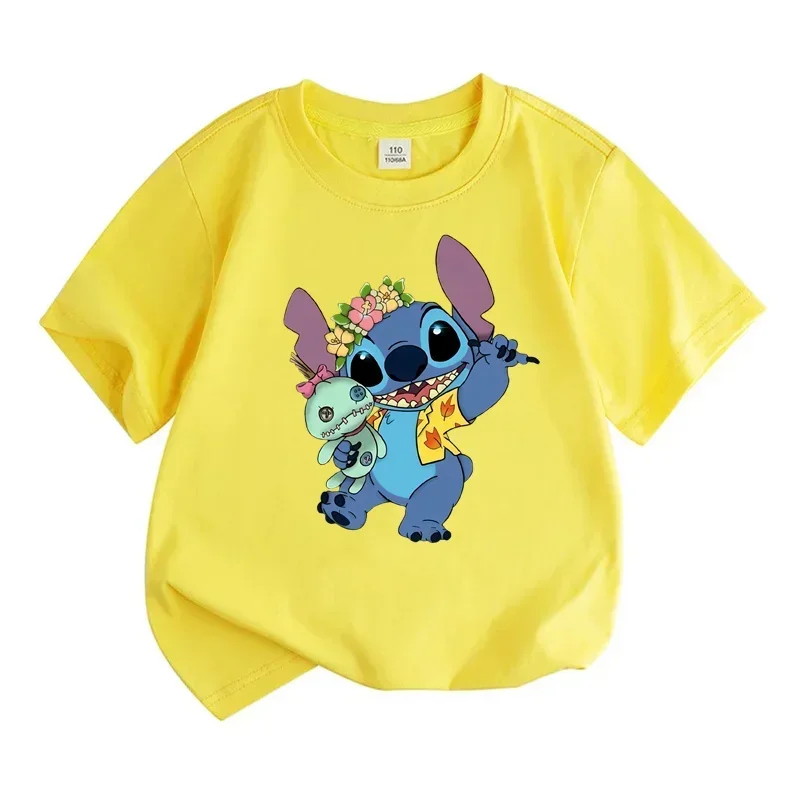 

Personalized children's round neck T-shirt Stitch pattern blouse boys and girls birthday gifts summer fashion short sleev