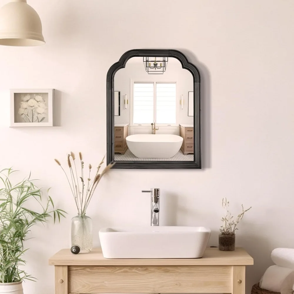 Espelhos de parede rústicos com moldura de madeira, 16 x 20 polegadas, adequados para detalhes decorativos de sala de estar e quarto